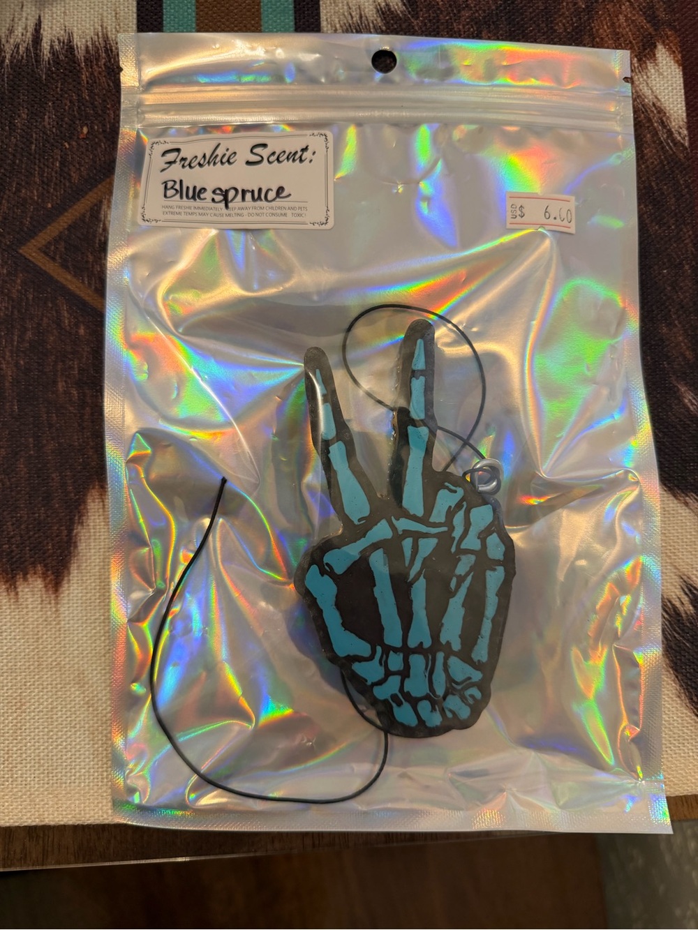 Blue Skeleton Peace Sign Air Freshener
